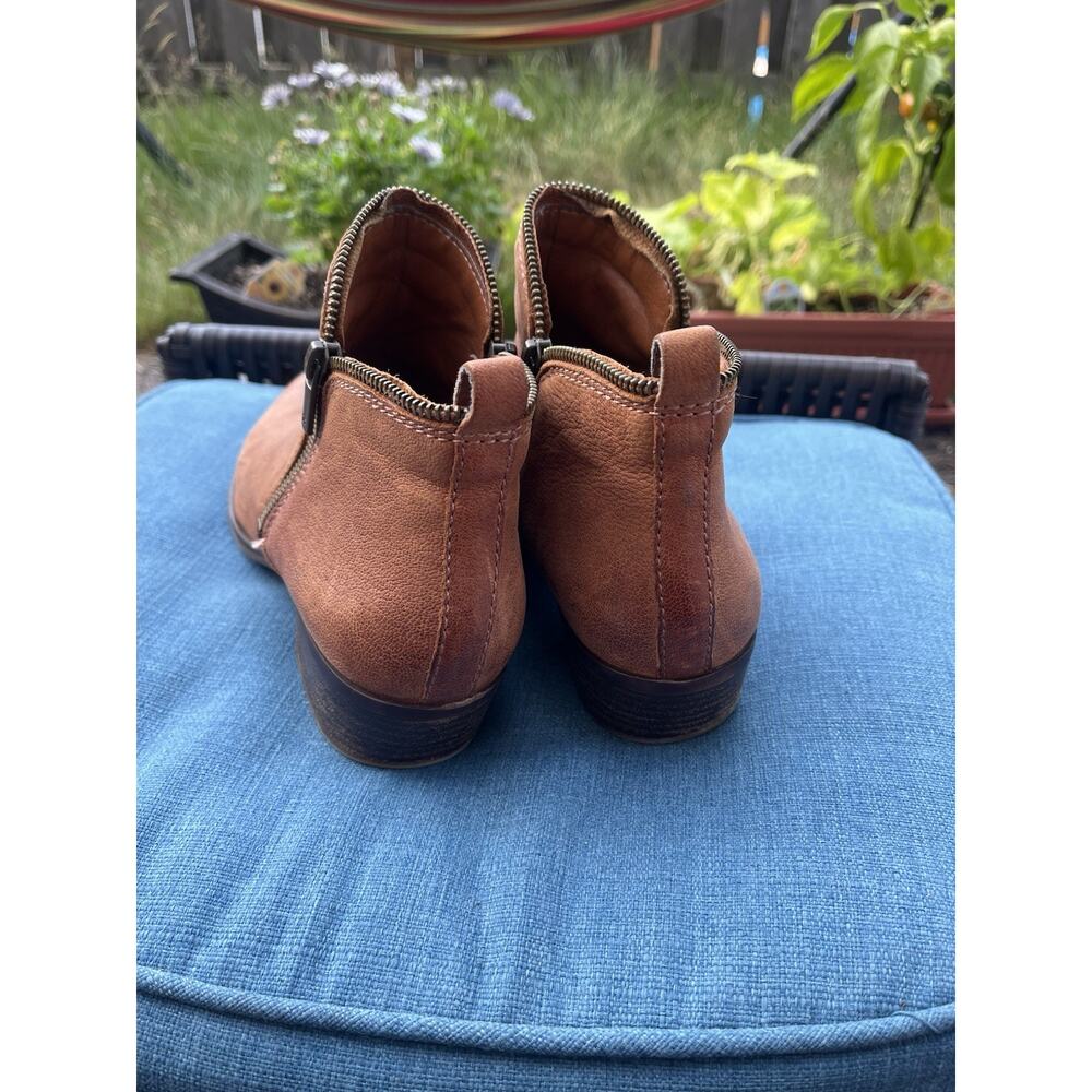 Lucky Brand LK Basel Leather Boots Bootie 10M Brown Side Zip Ankle - Picture 6 of 11